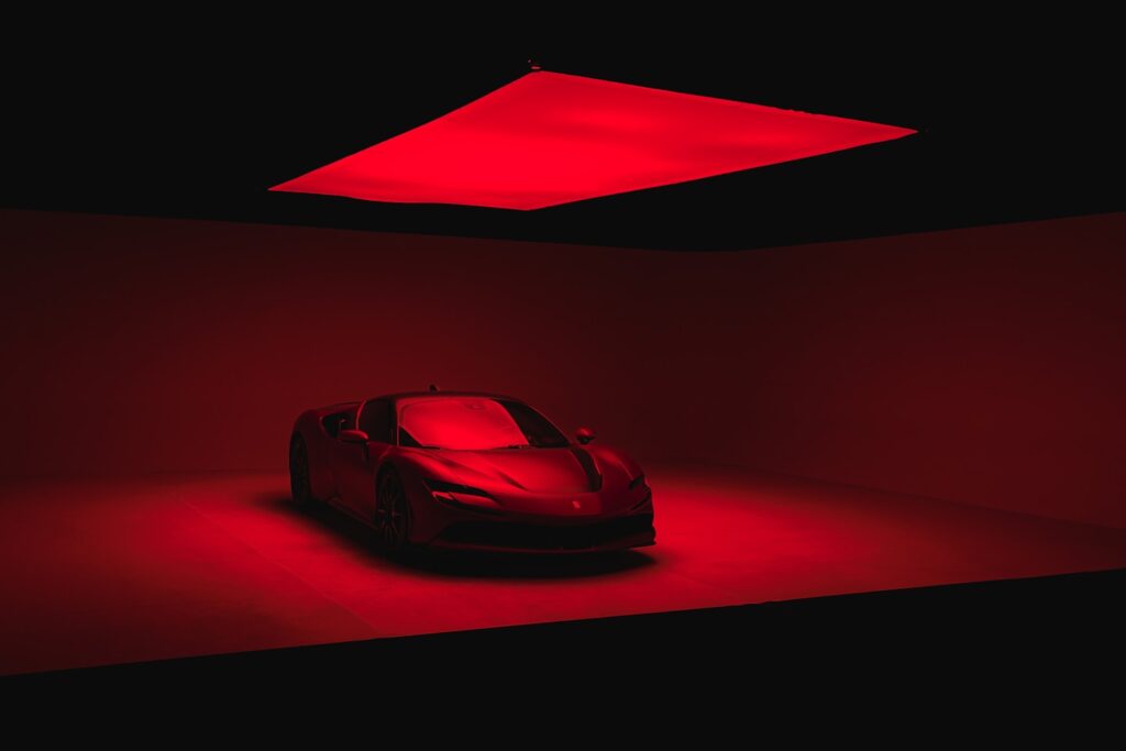 Ferrari SF-90 bathed in red (not a render)