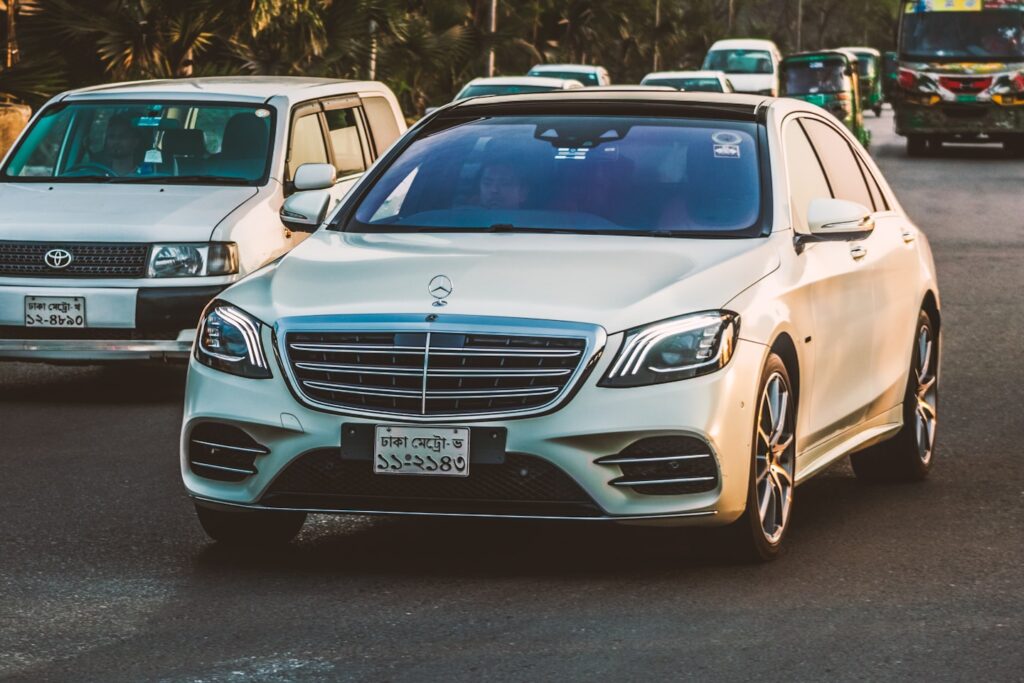 Mercedes luxury sedan.