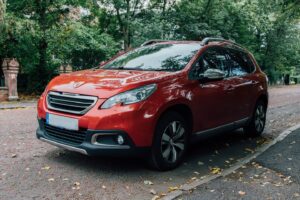 Peugeot 2008 parked in suburban environment
