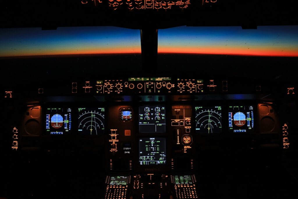 Cruising over the Atlantic at 39.000 feet flying from Bogota to Barcelona on board an Airbus A330-200